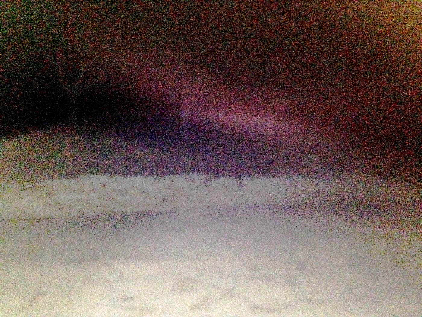 The same photo with contrast: light ground at the bottom, the light band of the wall, and the dark of the slope and trees in the background